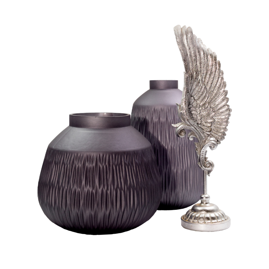 VOLE DECO FEATHER POLYRESIN SILVER ANTIQUE 14,5x11