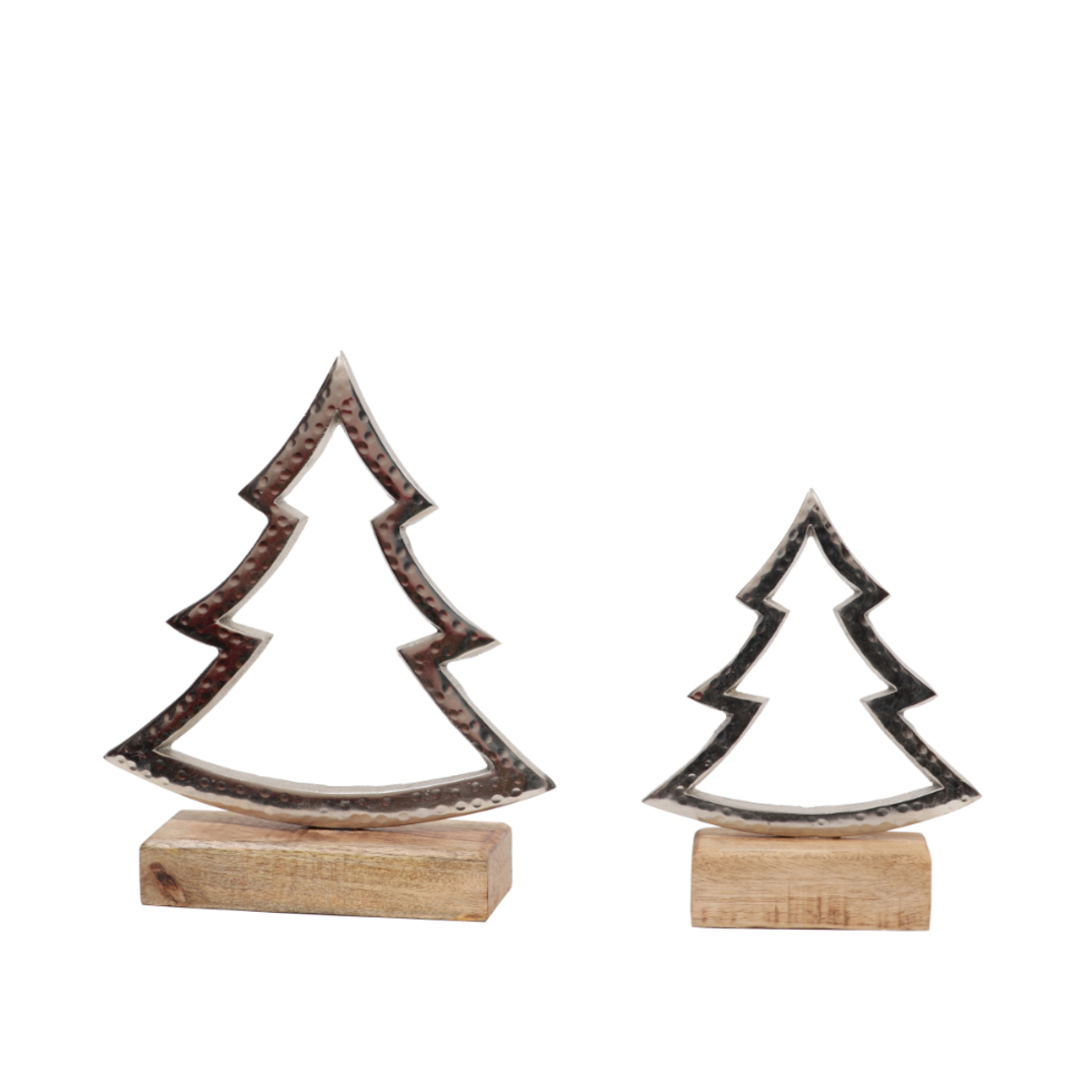 XMAS EIRA TREE ALUMINIUM WOOD MANGO SILVER NATURAL