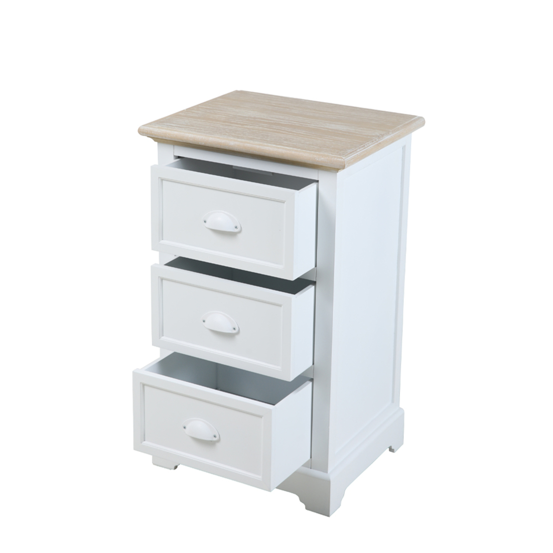 KIMOLOS NIGHTSTAND 3DRAWERS LACQUERED MDF WHITE VENEER NATURAL E1 PRC
