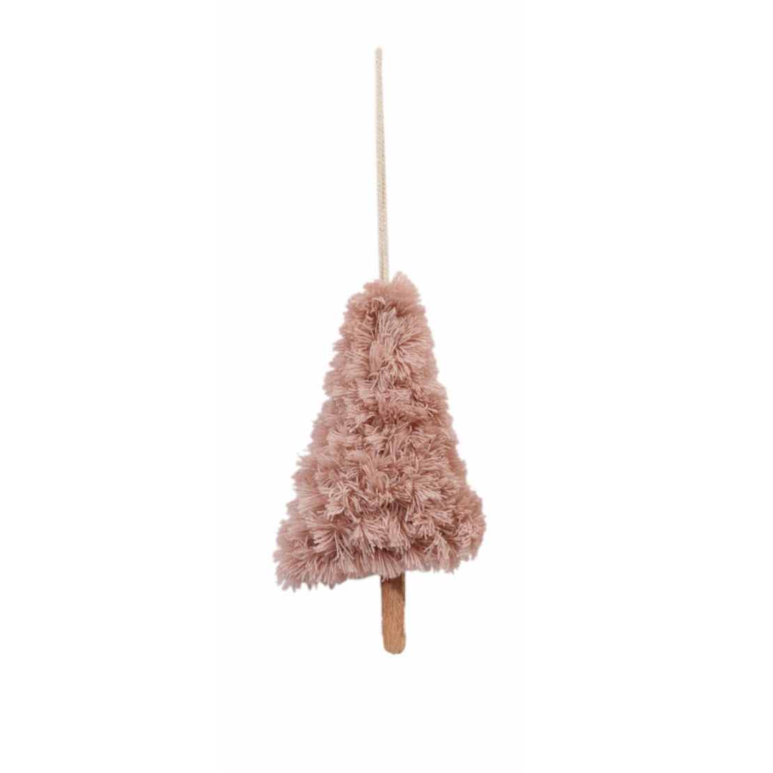 XMAS FLUFFY PENDANT TREE FABRIC WOOD MANGO PINK D2