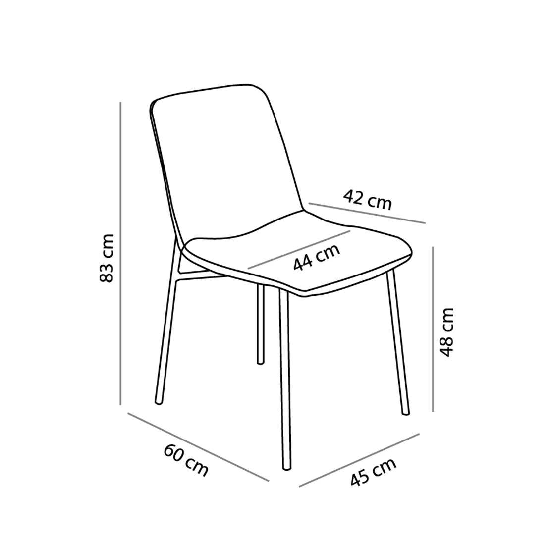 BRICK CHAIR FABRIC GREY METAL BLACK E1 PRC