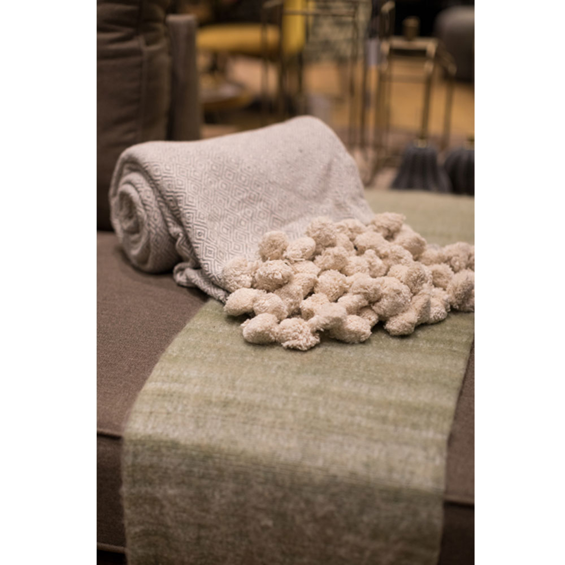 KITTEN THROW COTTON POLYESTER GREY BEIGE 130x170cm
