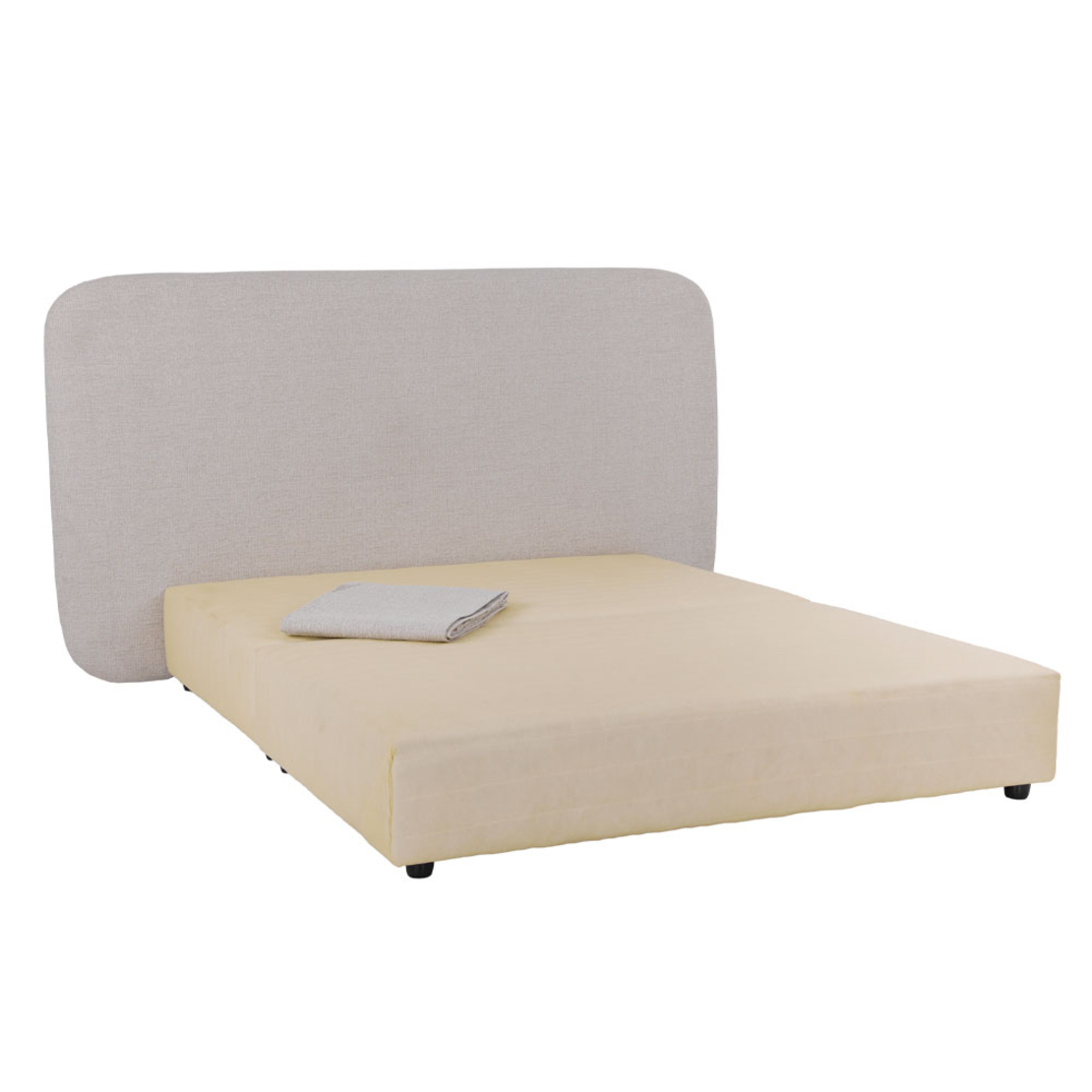 OVAL BED WITHOUT STORAGE (FOR MATTRESS 160x200cm) FABRIC OFF WHITE FABRIC E1 EU