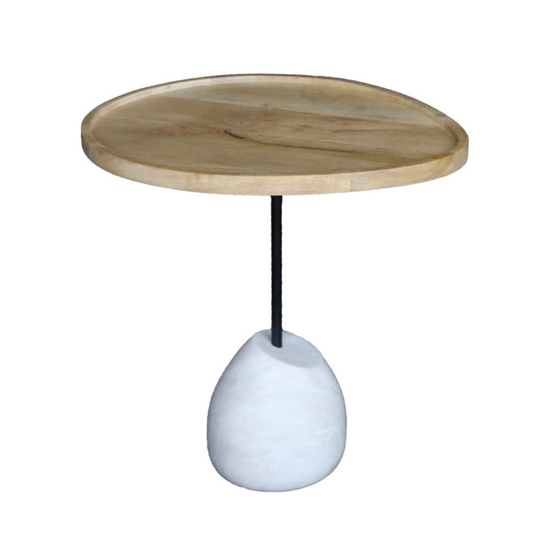 PILEA 56 SIDE TABLE WOOD MANGO NATURAL WHITE MARBL