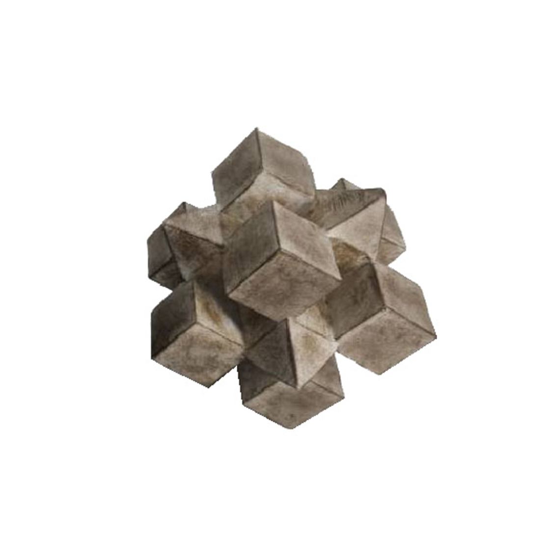 3D CUBE 2 DECO POLYRESIN NATURAL D19,5xH19,5cm PRC
