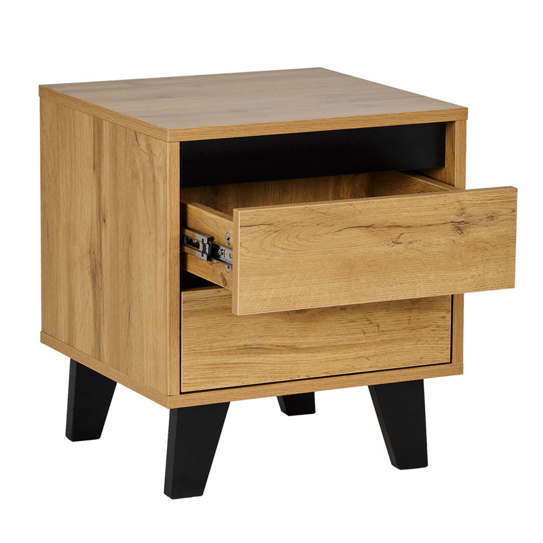 ARABICA NIGHTSTAND 2DRAWERS CHIPBOARD WITH MELAMINE SONOMA METAL BLACK BLACK E1 PRC