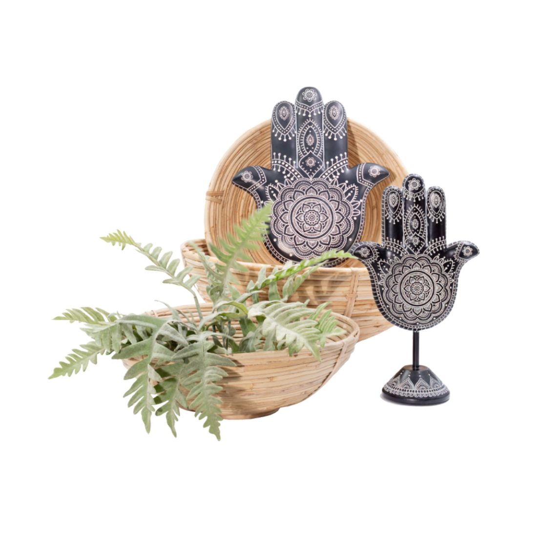 HAMSA DECO WALL POLYRESIN BLACK WHITE 25x3xH30cm P