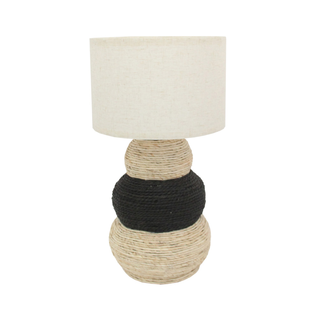 NUBIA LAMP TABLE 30x30x57 ROPE NATURAL BLACK FABRIC BEIGE