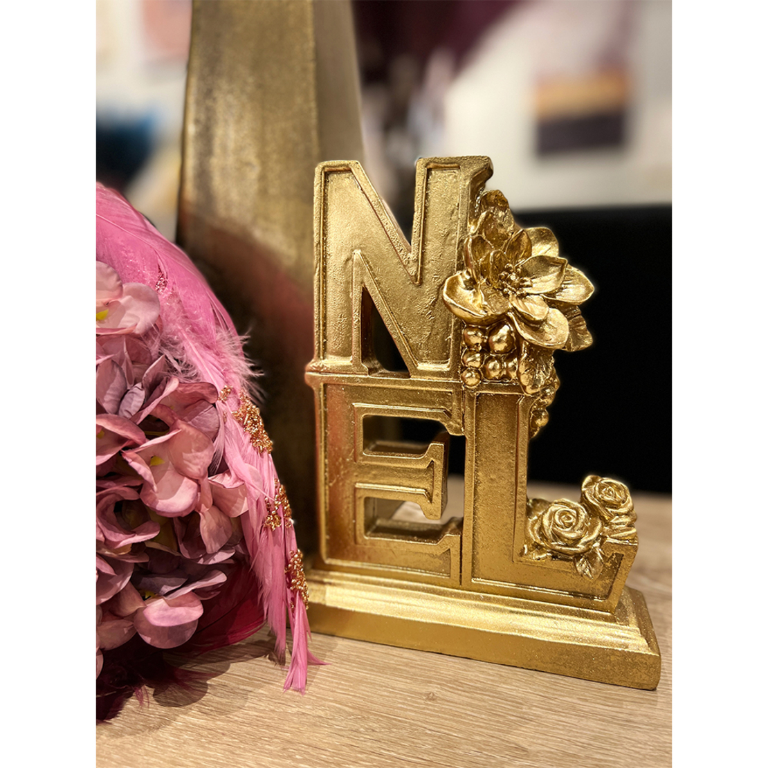 XMAS NOEL DECO POLYRESIN GOLD 16x5xH19,5cm PRC