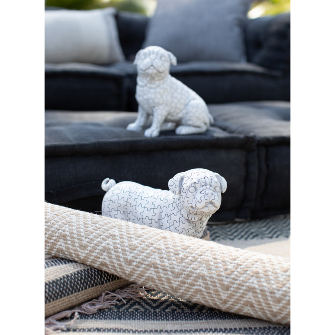 PUZZLE 1 DECO DOG POLYRESIN WHITE BLACK 22,5x11,6x