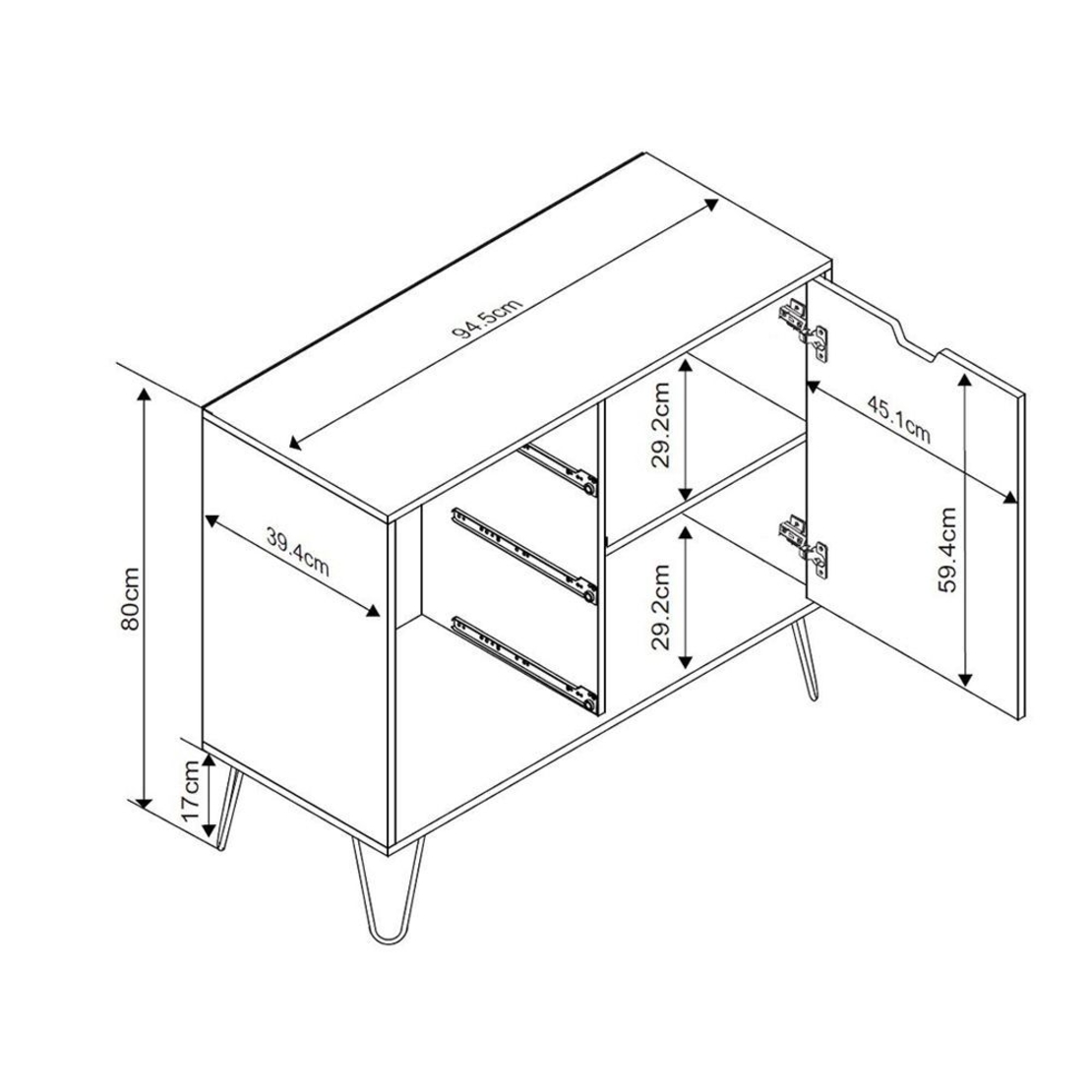 ARTIC COMMODE CHIPBOARD WITH MELAMINE CARTA SONOMA METAL GREY WHITE BLACK E1 PRC