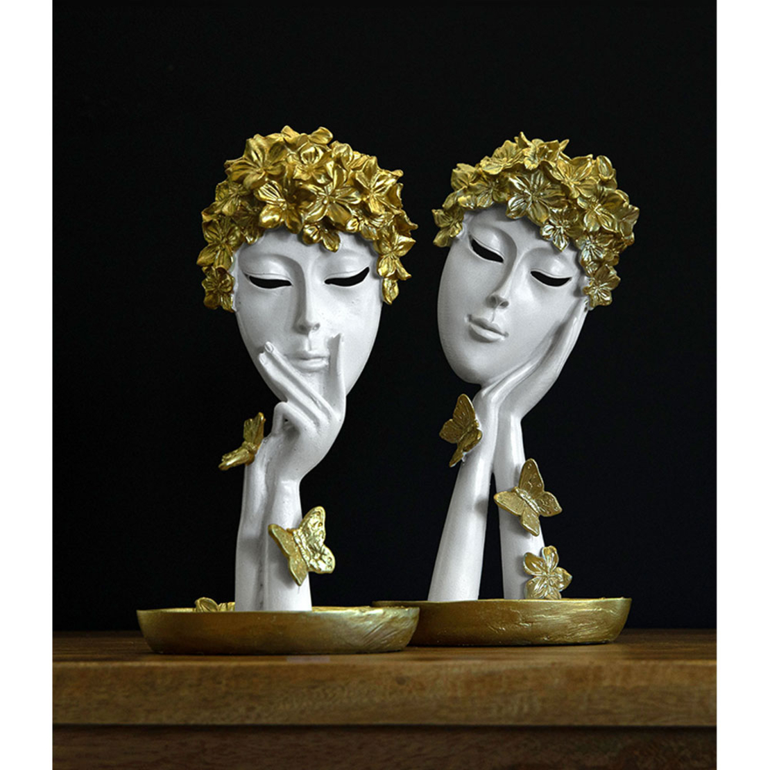 JARNI 1 DECO FACE POLYRESIN WHITE GOLD 15,5x10xH28