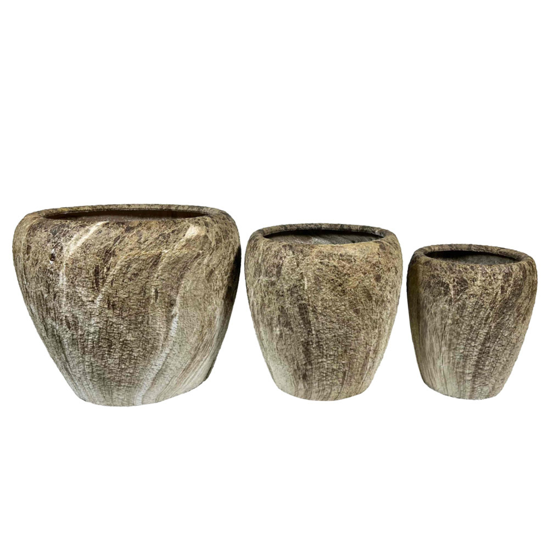 NANGA PLANTER SET 3PCS 42x42x35 CERAMIC BEIGE BROWN