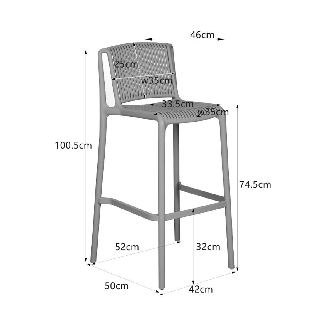 POLLY STOOL BAR PP TERRAZZO 42x50x100.5 PRC