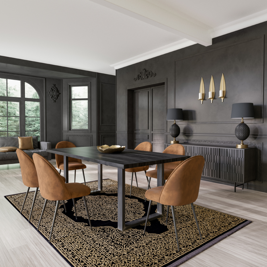 MASAI 220 TABLE WOOD MANGO BLACK METAL IN