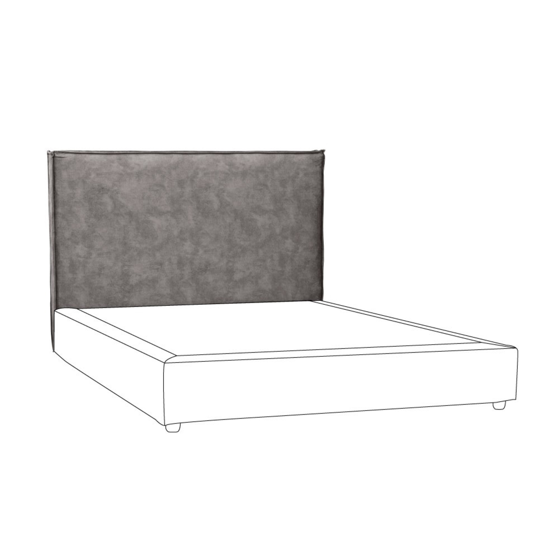 DOMUS HEADBOARD AND BASE FABRIC SOLID WOOD PINE SILVER GREY CHIPBOARD E1 GR