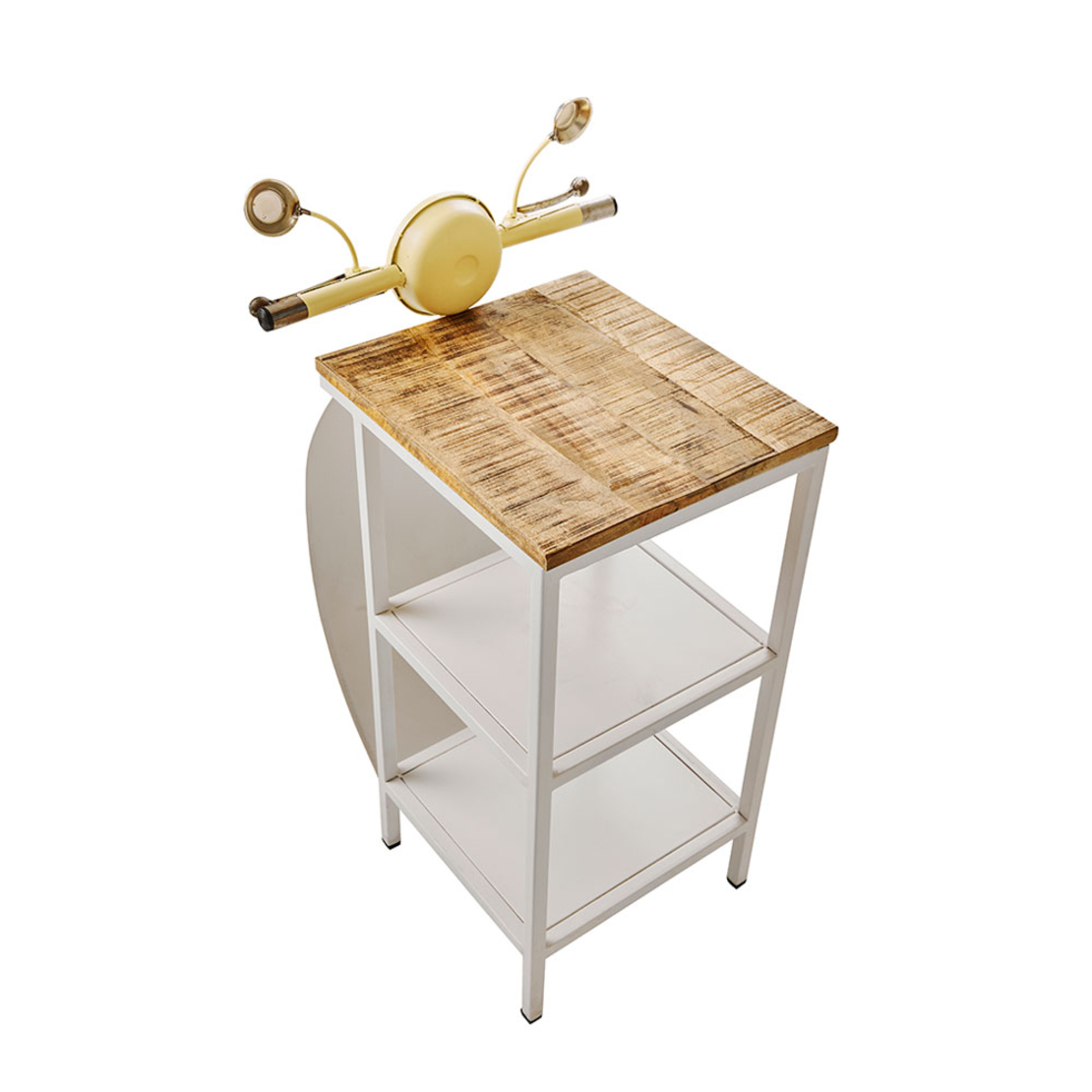 MINI VESPA SIDE TABLE WITH SHELVES METAL CREAM WHITE NATURAL 61x45xH88cm IN