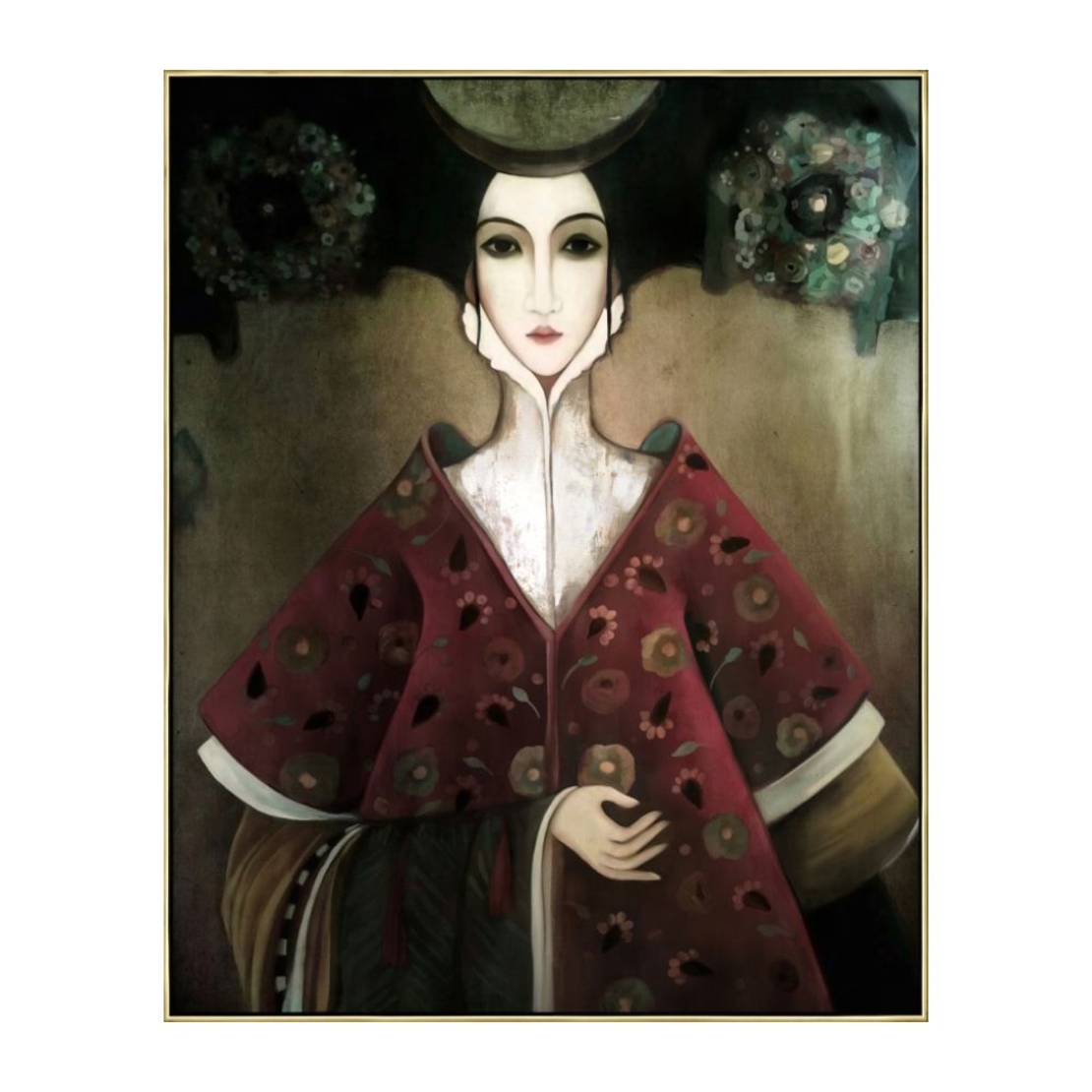 EAST LADY 1 PAINTING CANVAS MULTICOLOR WOOD FRAME