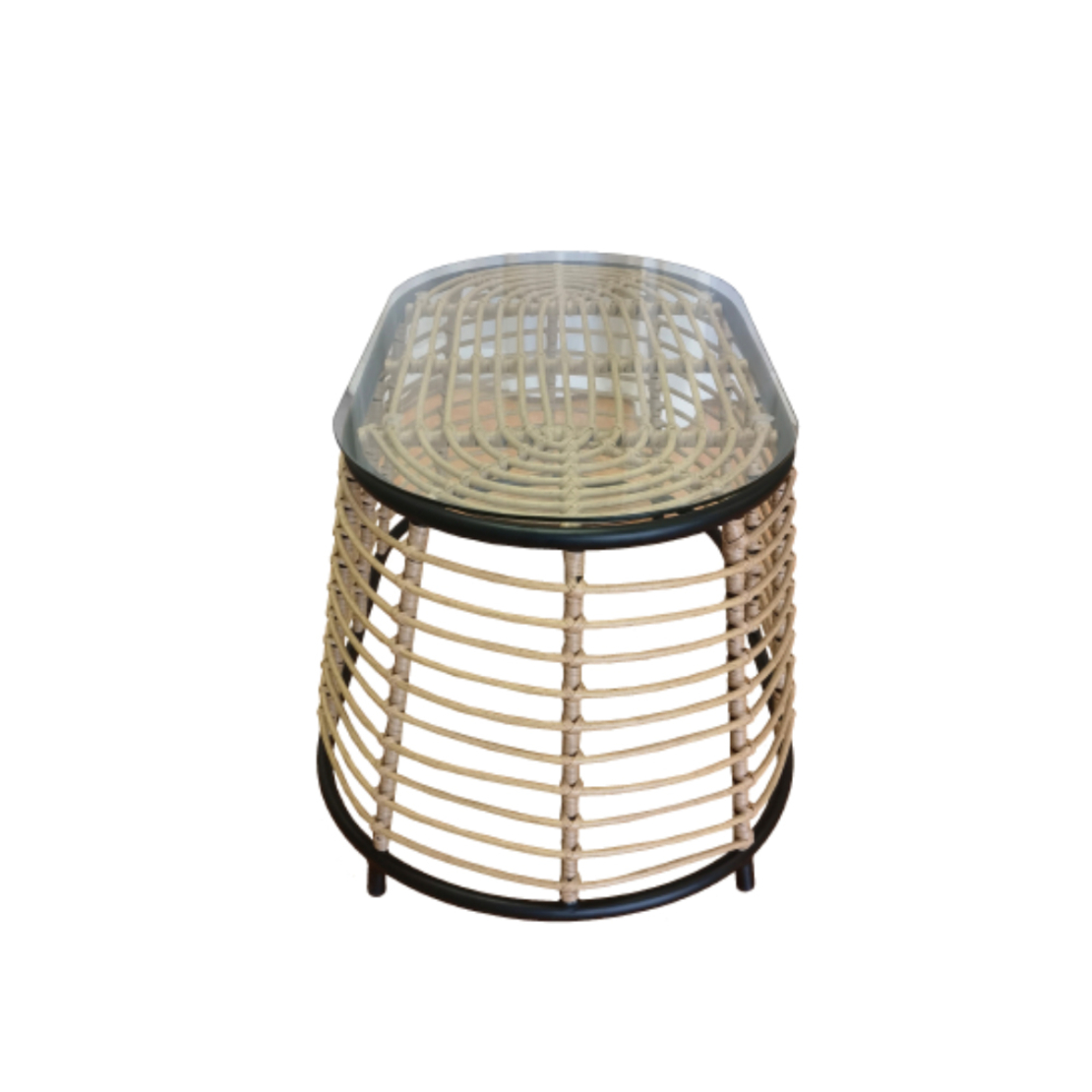 LOOM COFFEE TABLE PE WOVEN NATURAL BLACK 95x55xH45cm PRC