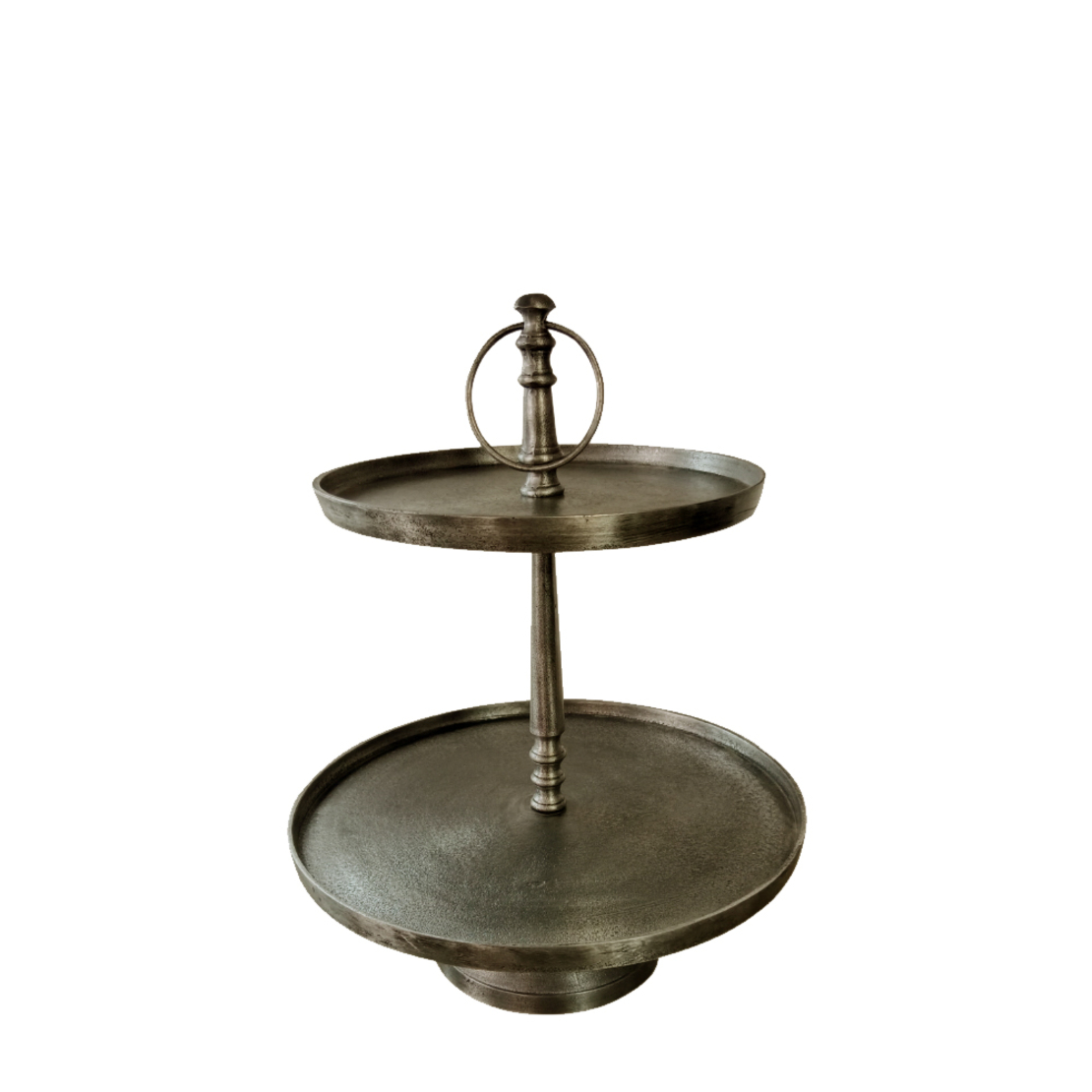 LOOP STAND 2LEVELS ALUMINIUM GOLD ANTIQUE 40x40xH5