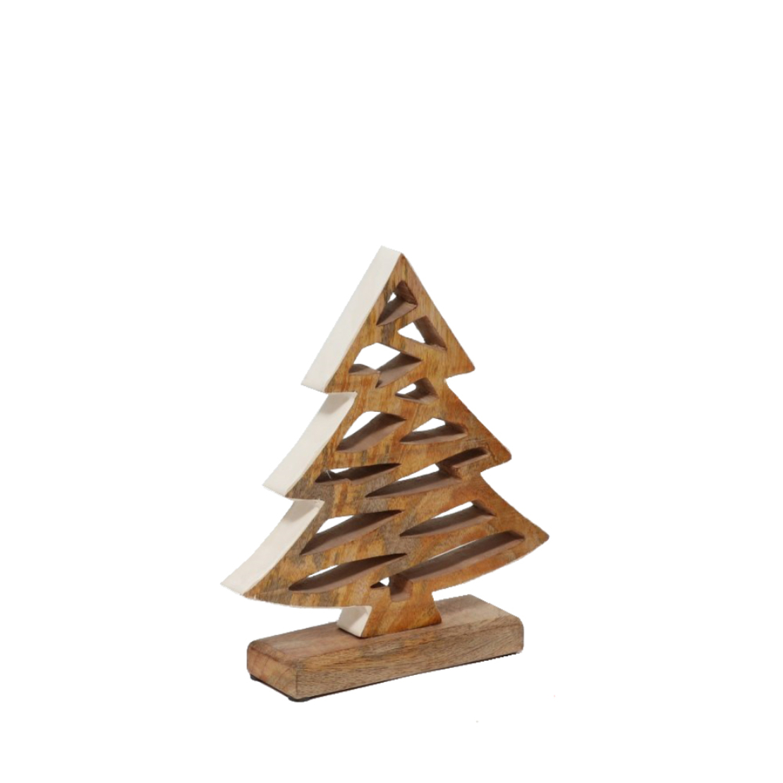 XMAS WOODY TREE WOOD MANGO NATURAL WHITE 16x6xH20c