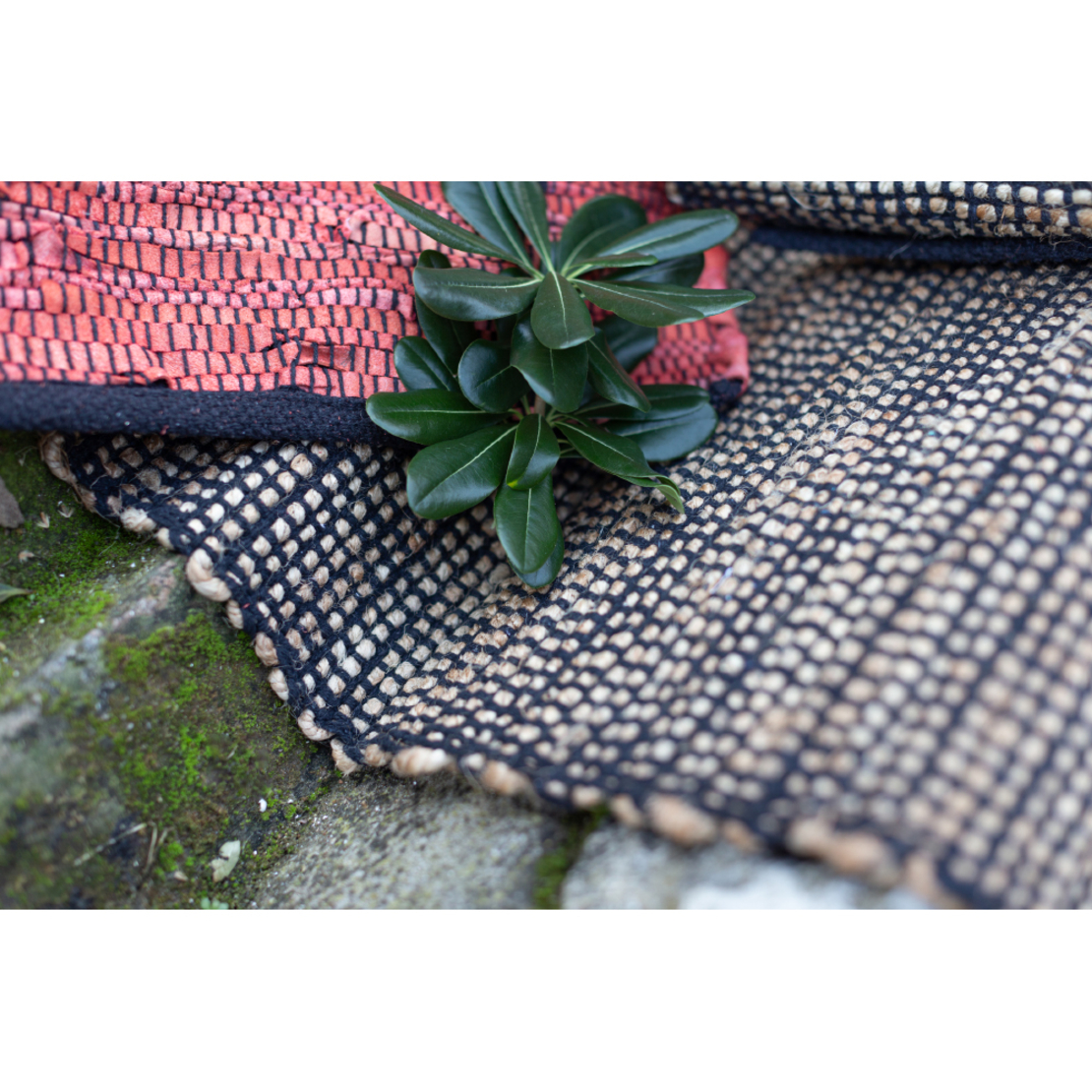 EARTH CARPET JUTE COTTON BEIGE BLACK 60x90cm IN