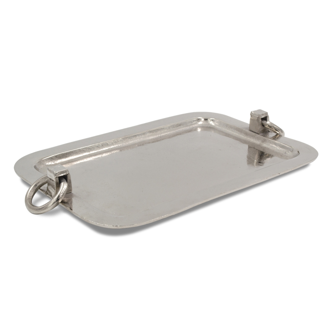 HANDLES TRAY ALUMINIUM SILVER 46x32xH5,5cm IN