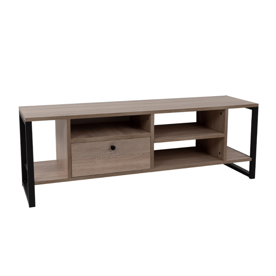 SPACE TV STAND 2SHELVES1DRAWER MELAMINE SONOMA BLACK METAL 120x35xH45cm E1 TR