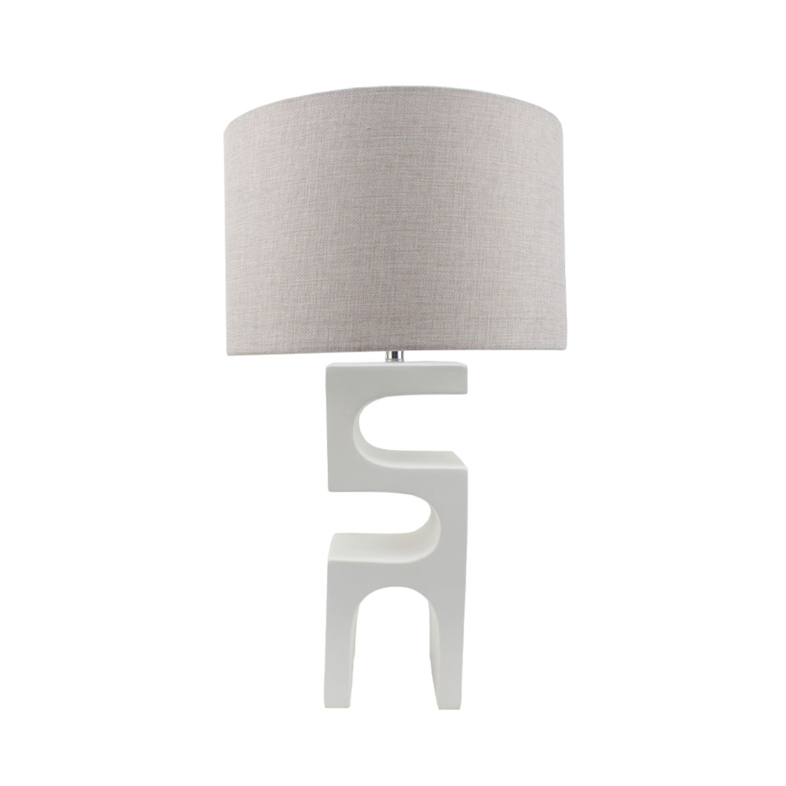 JED LAMP TABLE POLYRESIN LINEN WHITE GREY H58cm CE