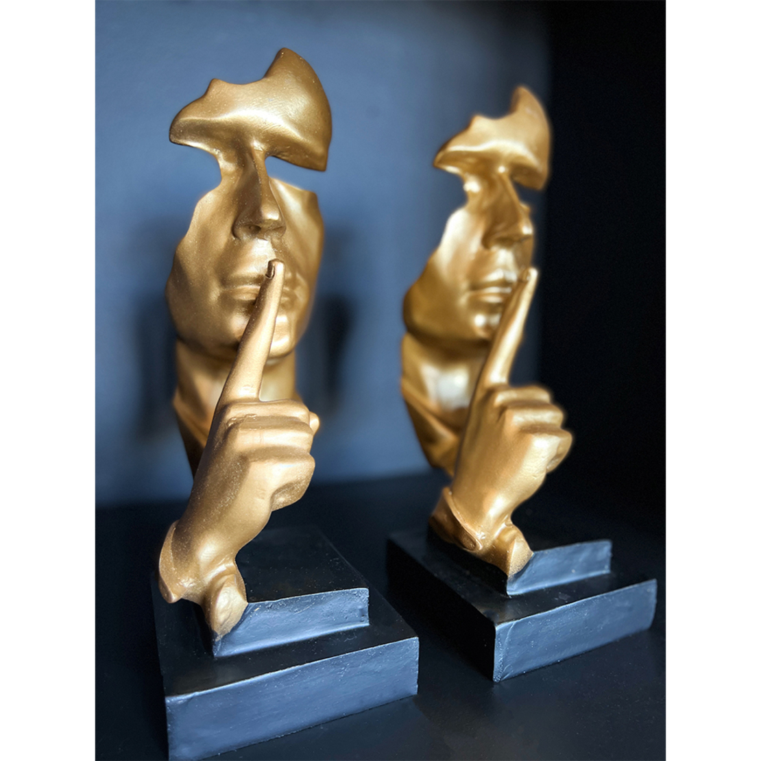 SILENT GOLD DECO SET 2PCS POLYRESIN GOLD BLACK 28,