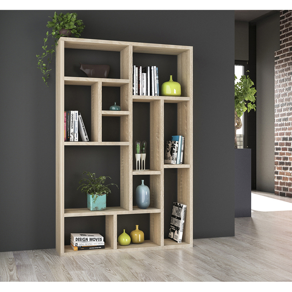 LYON 120 BOOKCASE HONEYCOMB SONOMA 120x29,6xH180cm E1 PRC