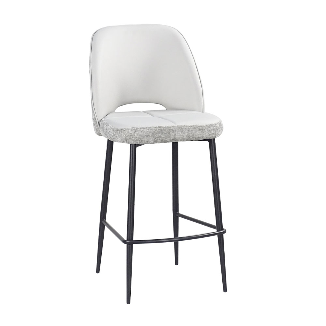 BOUTON STOOL BAR FABRIC GREY LIGHT METAL BLACK PRC