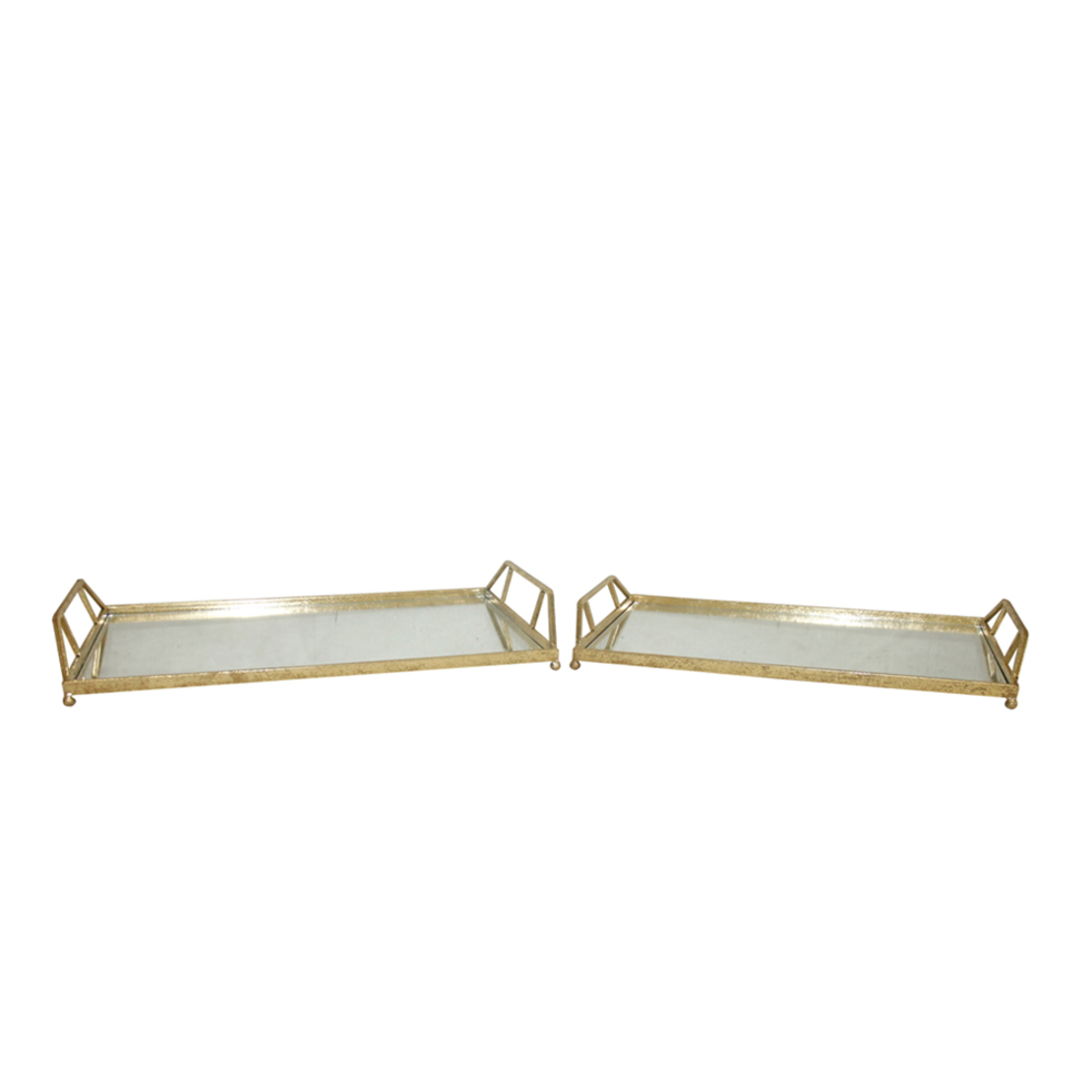 RAY TRAY WITH HANDLES SET 2PCS METAL MIRROR GOLD 5