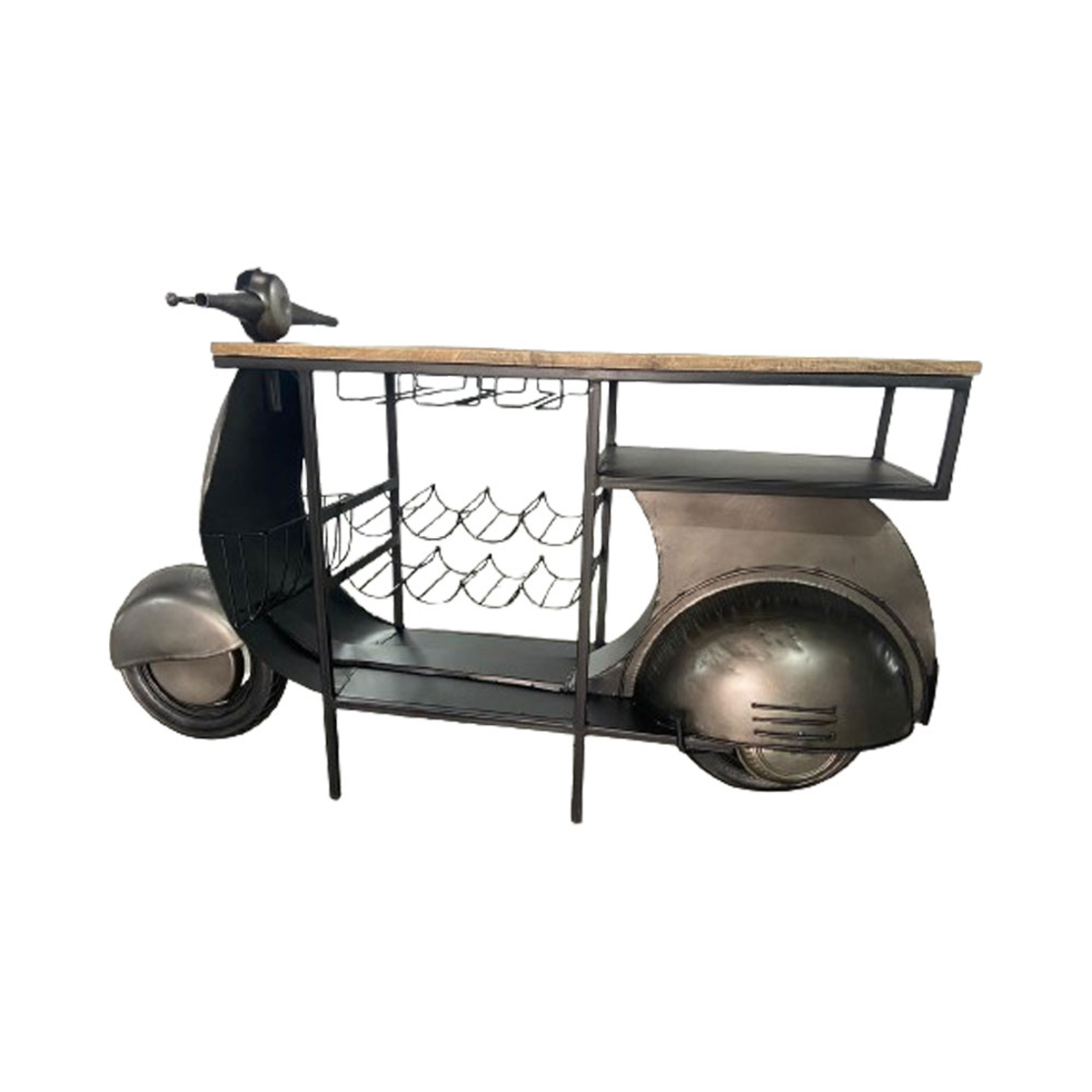 SCOOTER CONSOLE BAR METAL GUNMETAL NATURAL 183x51xH102cm IN