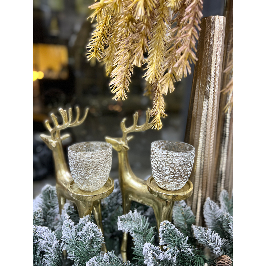 XMAS HART GOLD CANDLE HOLDER POLYRESIN GOLD 20x10x