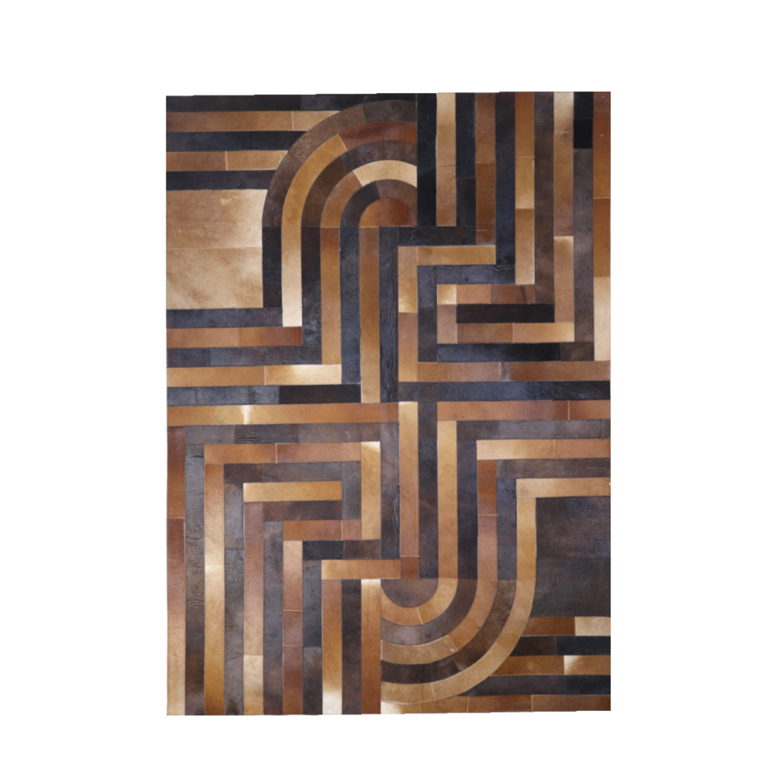 GEO CARPET LEATHER WOOL BROWN BEIGE 170x240cm IN