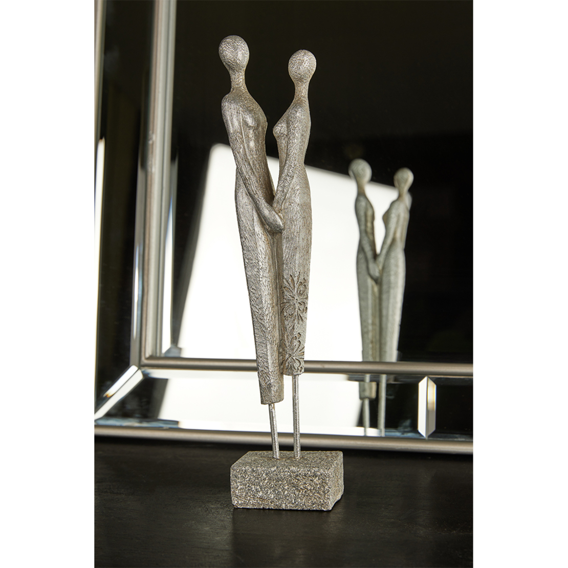 ENSEMBLE DECO FIGURE POLYRESIN SILVER 8,2x4,8xH30,