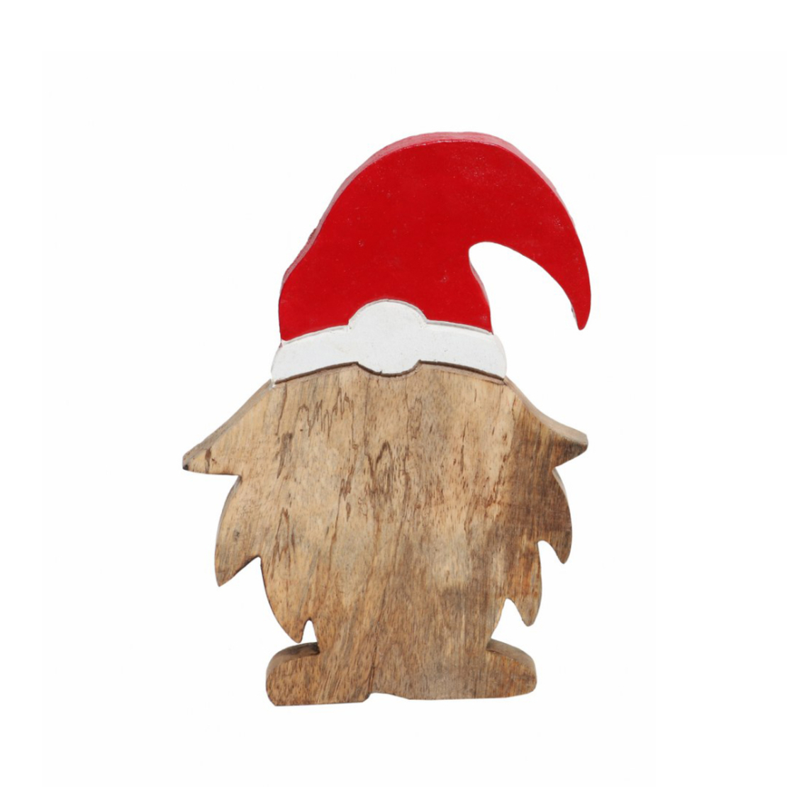 XMAS WOODY SANTA DECO WOOD MANGO NATURAL RED WHITE