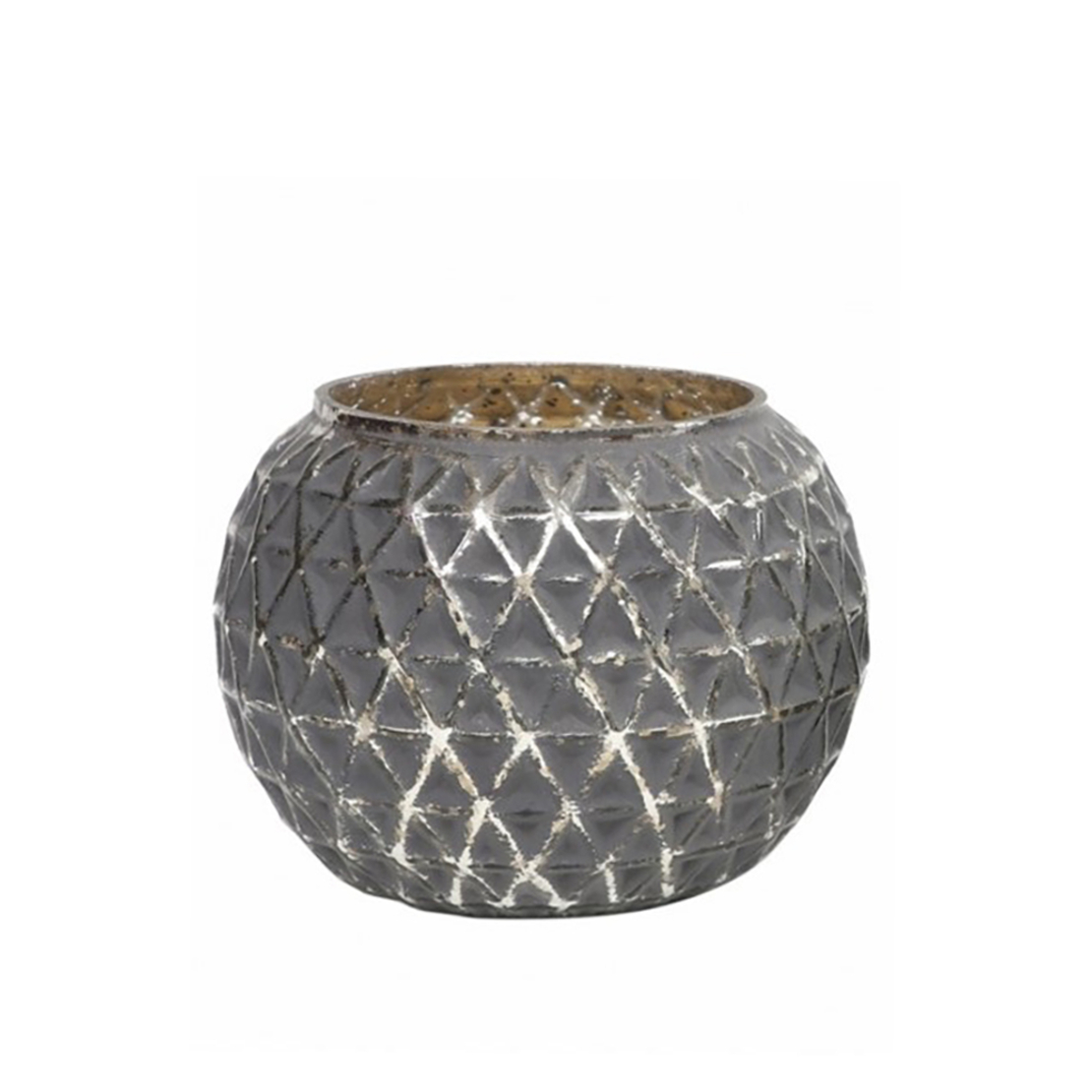ARGID BASE FOR CANDLE GLASS GREY SILVER D12xH12cm