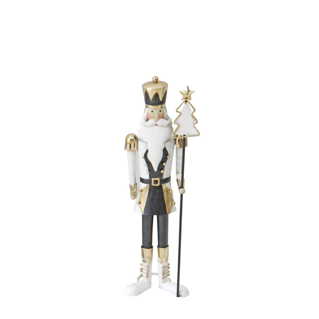 XMAS KLAUS B FIGURE METAL WHITE GREY 12x10xH36cm P