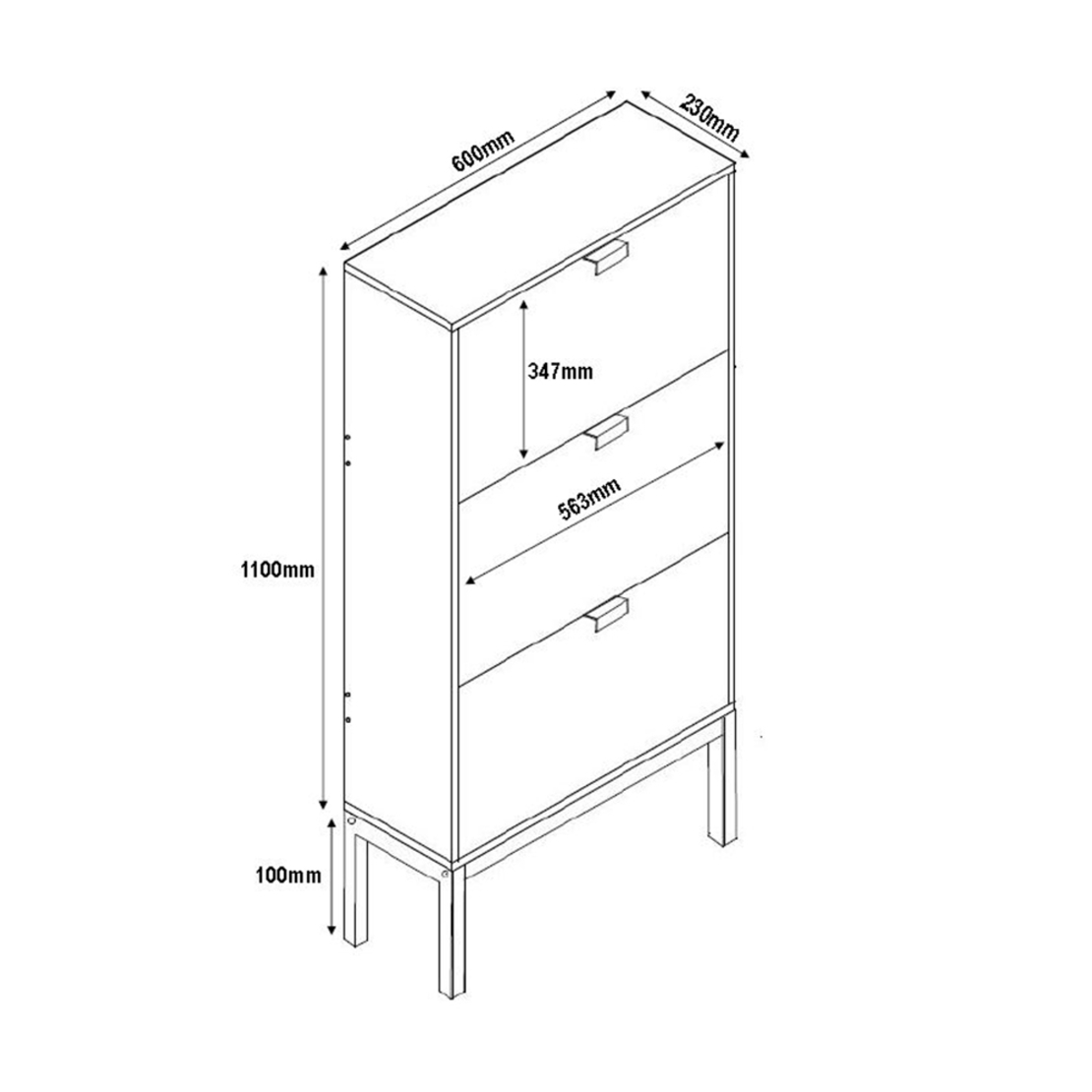 ROMBUS SHOERACK 3DOORS CHIPBOARD WITH MELAMINE CARTA BLACK SONOMA WHITE WITH PATTERN E1 PRC