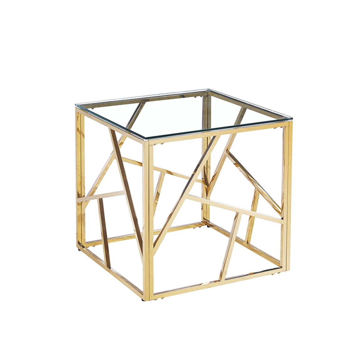 BONSAI COFFEE TABLE METAL GOLD TRANSPARENT GLASS 55x55xH55cm PRC