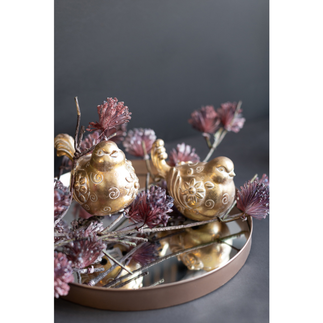 HOOPOE 2 DECO BIRD POLYRESIN GOLD 14,5x10,3xH11,2c