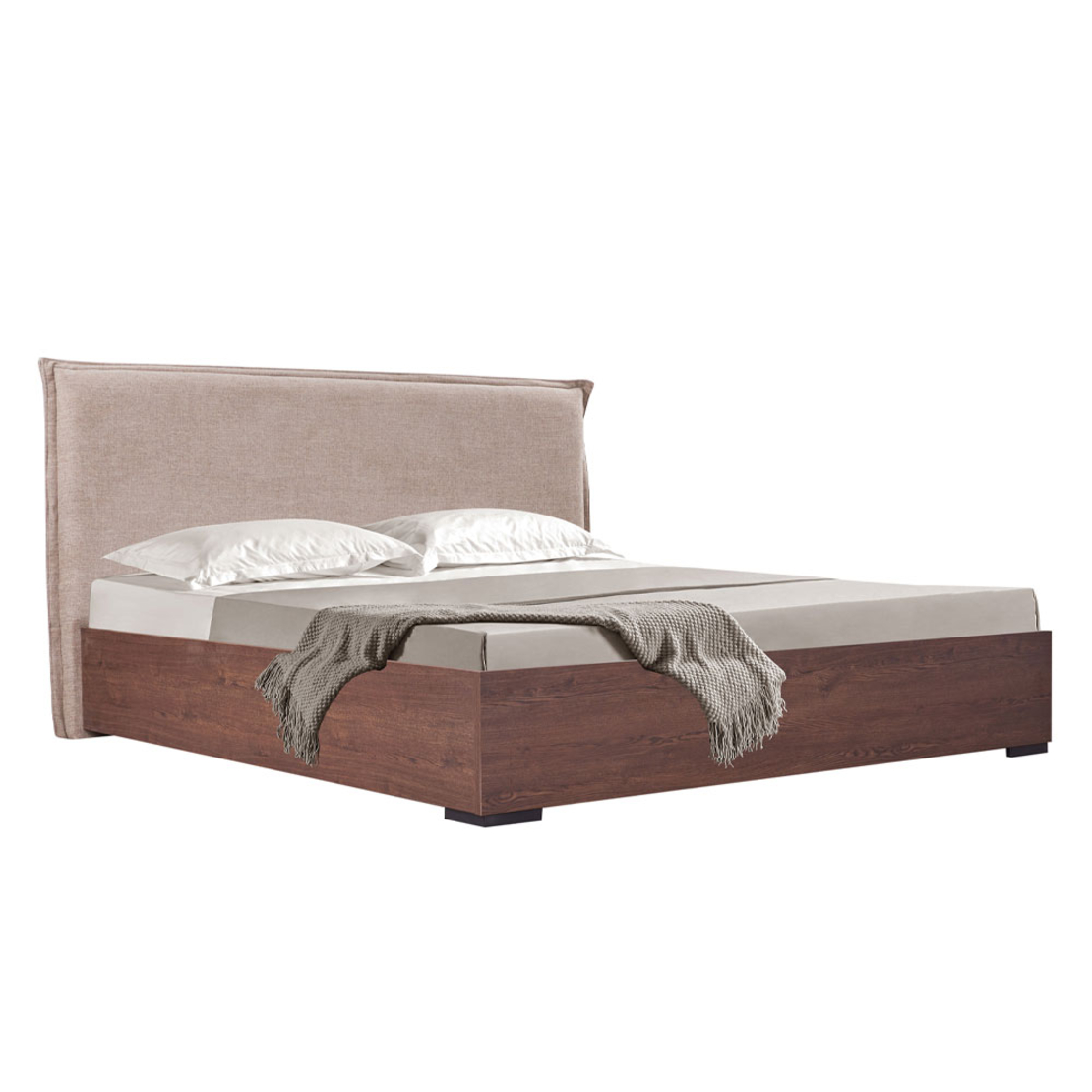 NUEZ BED MELAMINE WALNUT FABRIC GREY E1 PRC