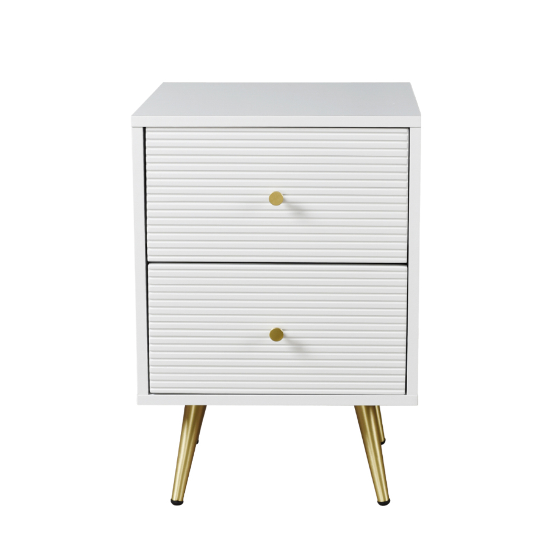 ZIZEL NIGHTSTAND 2DRAWERS CHIPBOARD WITH MELAMINE CARTA WHITE WITH PATTERN LACQUERED MDF GOLD E1 PRC