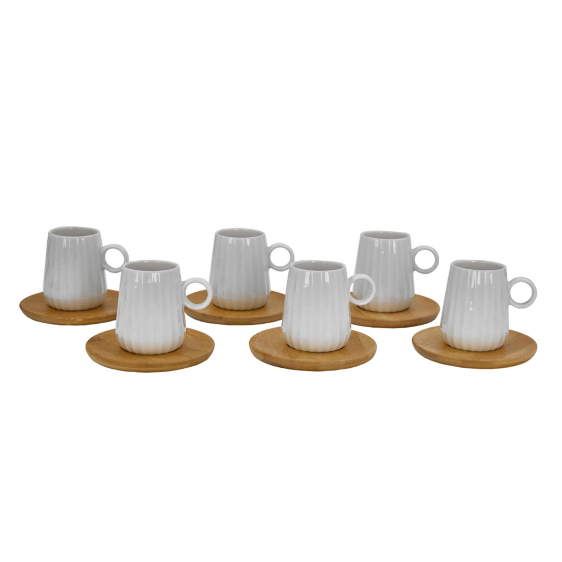 RIPPLE MUG ESPRESSO SET 6 PCS PORCELAIN BAMBOO WHI