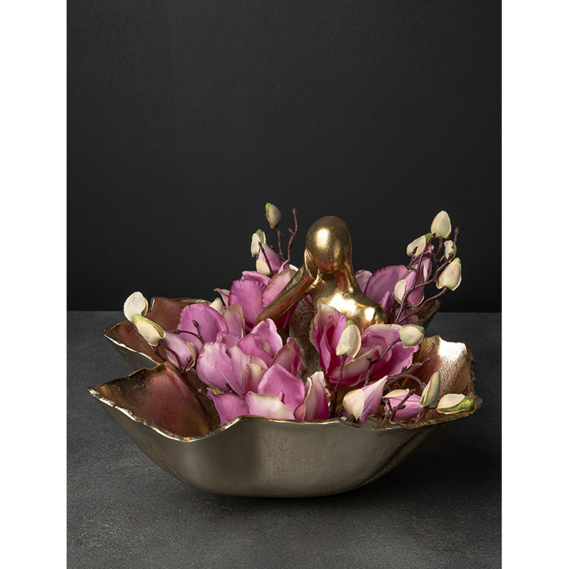 VAGOTT BOWL ALUMINIUM GOLD 34x32xH14cm IN