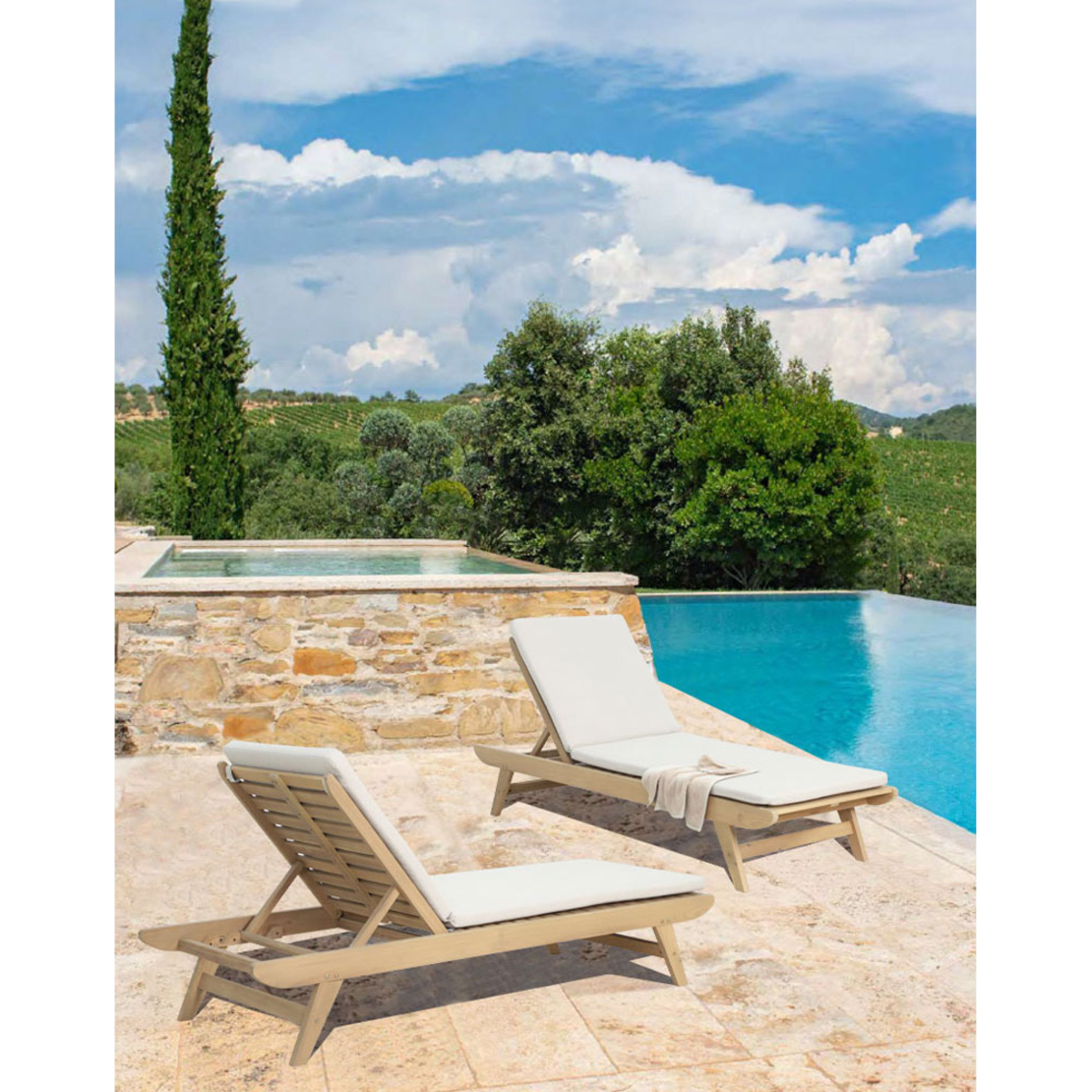 ETOILE SUNBED CUSHION WOOD ACACIA NATURAL BEIGE LI