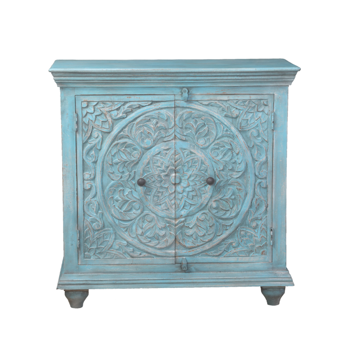 AMORGOS COMMODE 2DOORS WOOD MANGO BLUE LIGHT IN