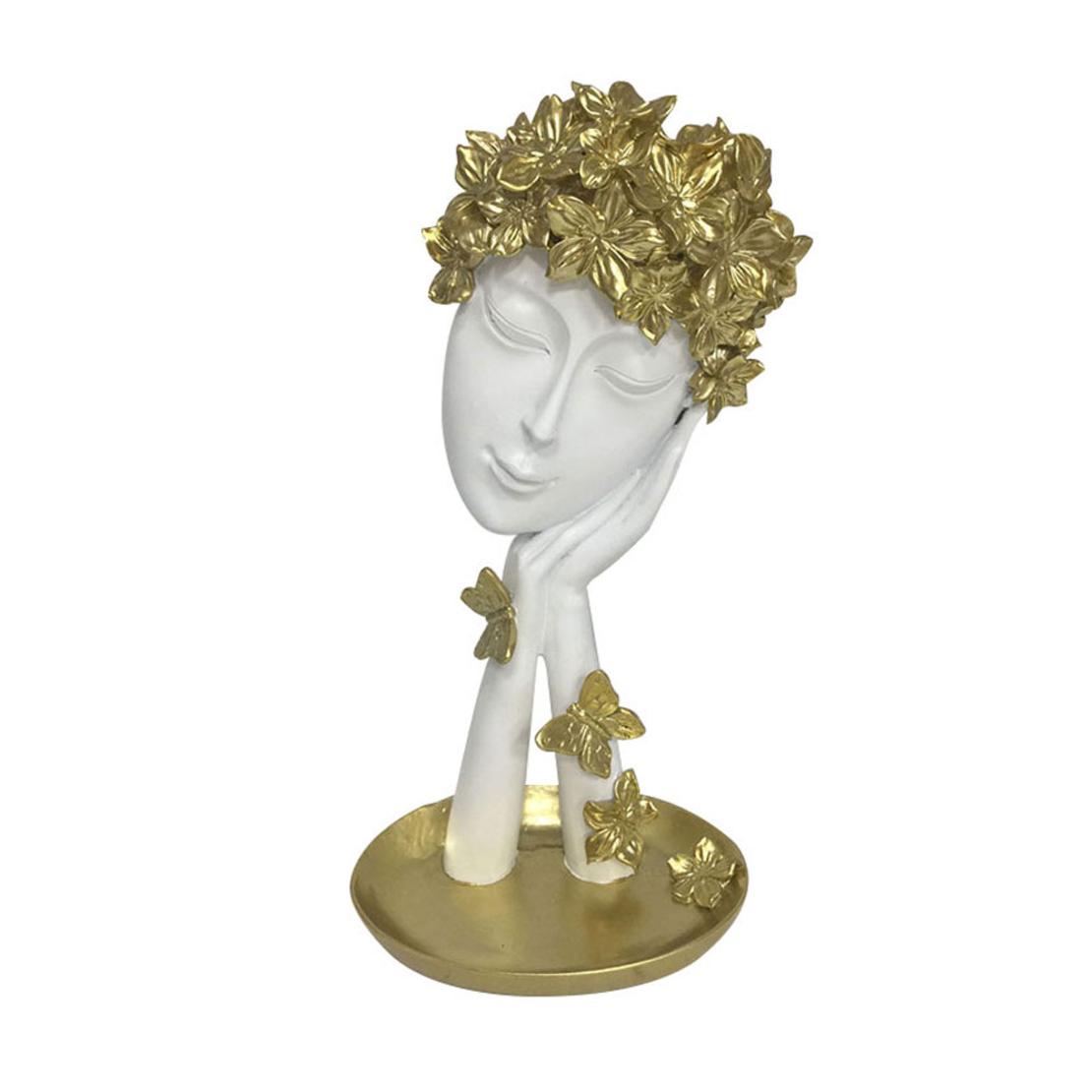 JARNI 1 DECO FACE POLYRESIN WHITE GOLD 15,5x10xH28